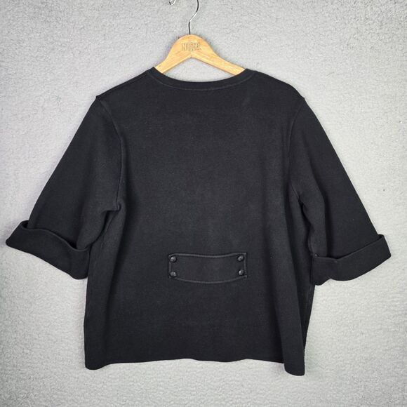 Adrienne Vittadini Black Cardigan with 3/4 Sleeves - Picture 12 of 14